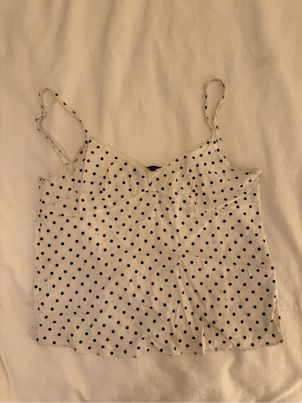 Polka Dot White Spaghetti Strap Cami Top